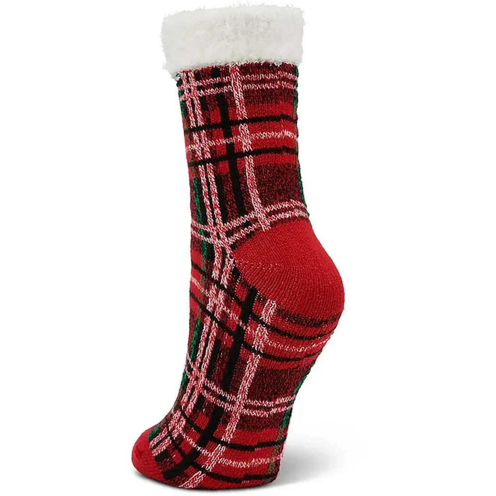 Magellan Outdoors Foldover Plaid Lodge Crew Socks Aloe Infused Lined Medium 6-10